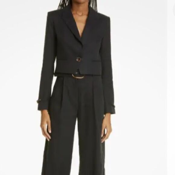 Veronica Beard Girard Linen Blend Crop Jacket in Black size 6 NWT $598 - Picture 2 of 8